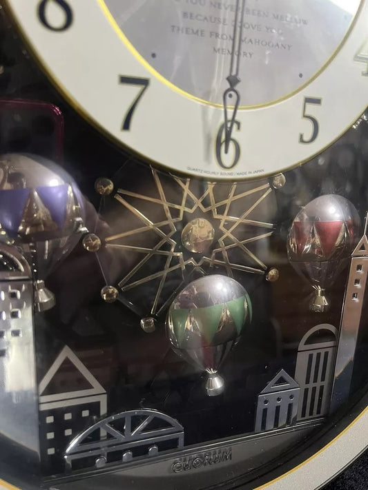 Rhythm "Magic Balloons" Magic Motion Musical Wall Clock with Animated Figurines - 4MH758-R08