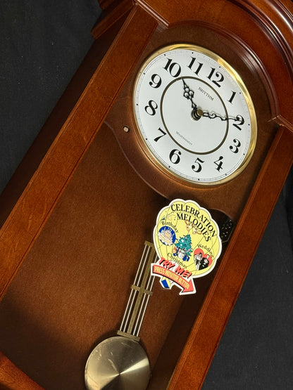 Rhythm “Celebration Time 314” Traditional Wooden Musical & Chiming Pendulum Wall Clock - CMJ314-R06