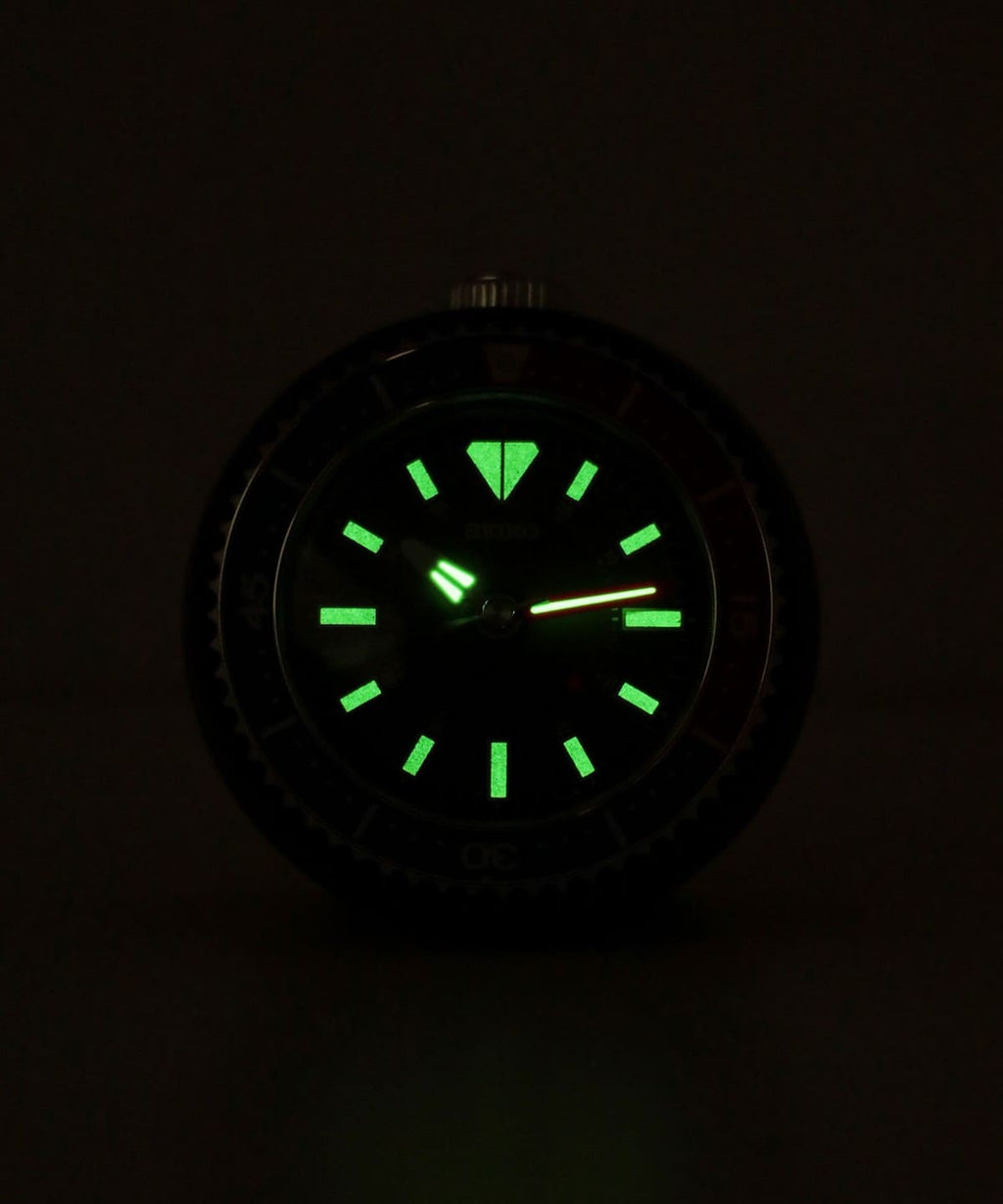 Seiko QHE207SLH "Mai Modern Watch Dial" Silver Heritage Design Luminous Desk & Alarm Clock with Rotating Bezel