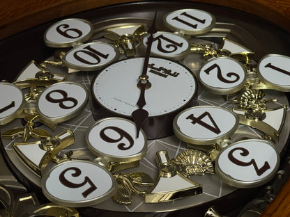 Rhythm "SSS Encore" Magic Motion Musical Wooden Wall Clock with Animated Moving Dial and Popular Melodies - 4MH810-R06