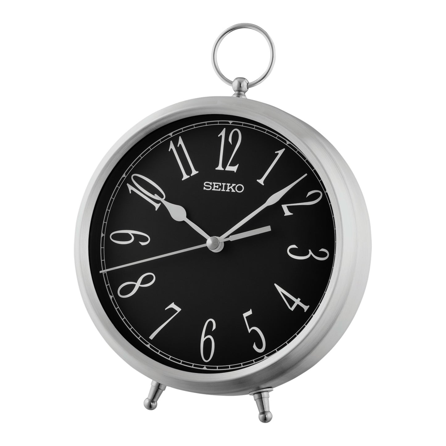 Seiko QXG155ALH "Black Royce" Modern Metal Desk & Table Clock
