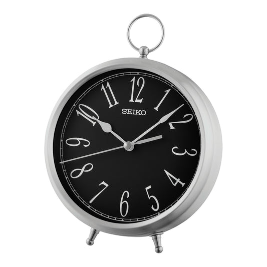 Seiko QXG155ALH "Black Royce" Modern Metal Desk & Table Clock