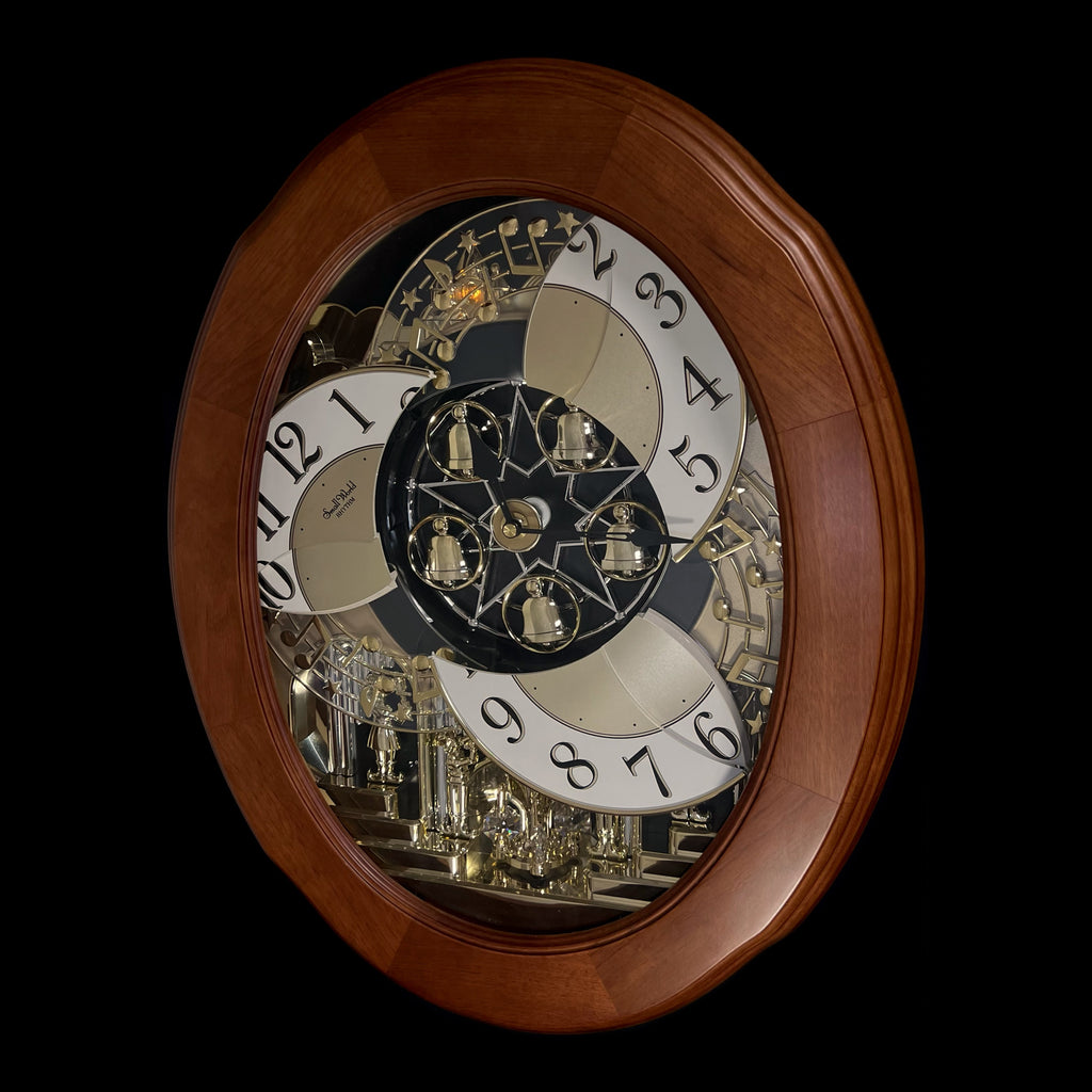 Rhythm "Nostalgia Legend" Moving Dial Magic Motion Musical Wooden Wall Clock with Music by The Beatles - 4MH832WB06