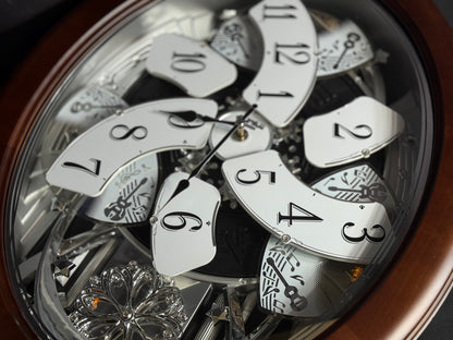 Rhythm "Anthology Espresso" Magic Motion Musical Wooden Wall Clock with Moving Dial - 4MH869WU06