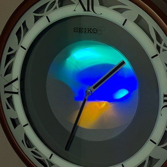 Seiko QXS004BRH "Zen Time" Brown Woodgrain Modern Musical Wall Clock with LED Light Show & 4 Original Melodies
