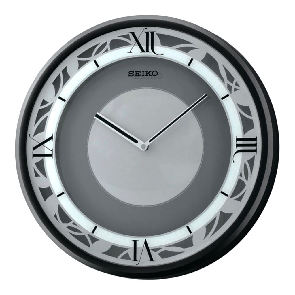 Seiko QXS003KRH "Zen Time" Metallic Black Modern Musical Wall Clock with LED Light Show & 4 Original Melodies