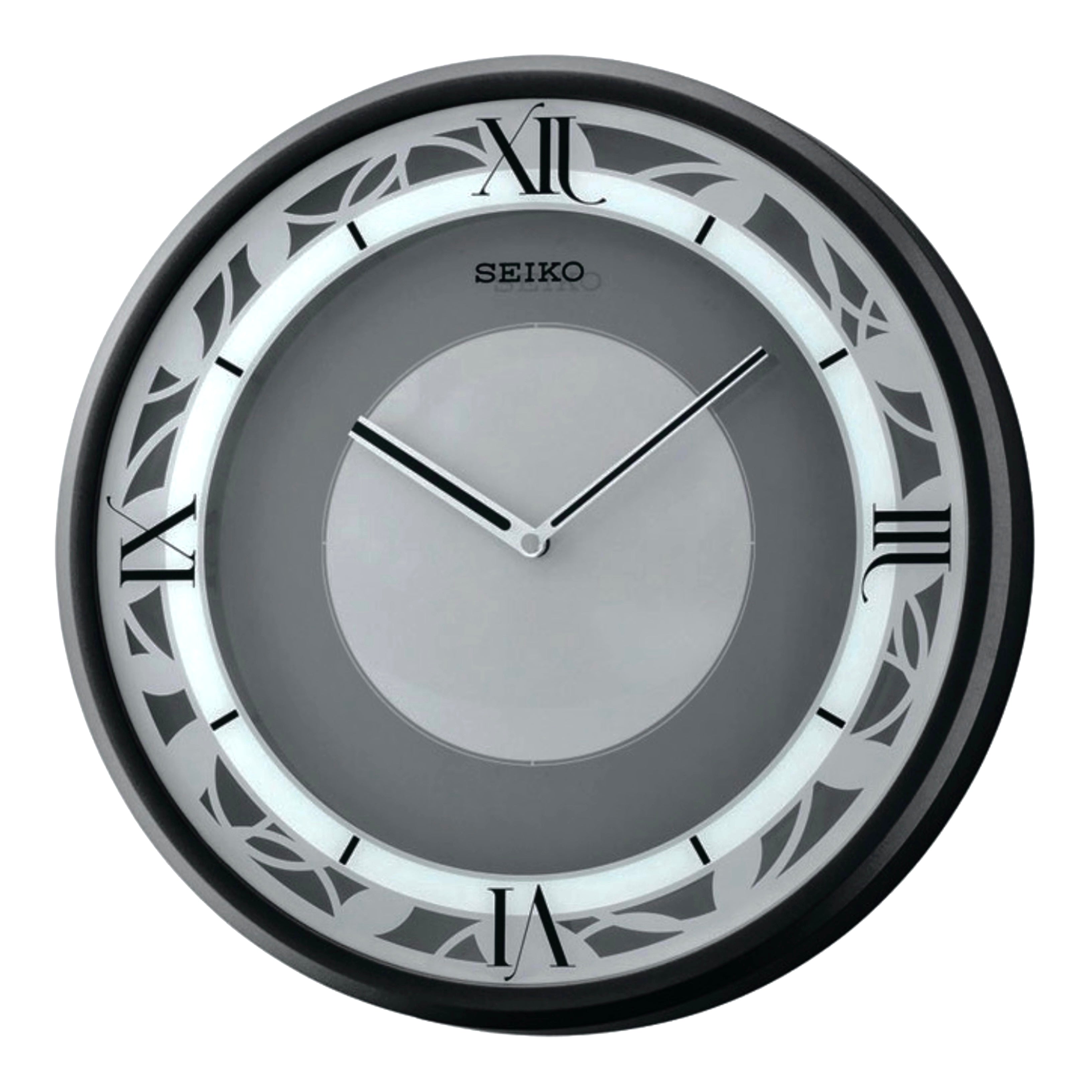 Seiko QXS003KRH "Zen Time" Metallic Black Modern Musical Wall Clock with LED Light Show & 4 Original Melodies
