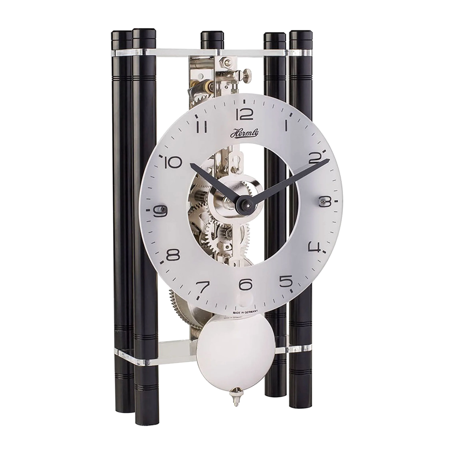 Hermle “Mikal (Black)” Mechanical 8-Day Skeleton Mantel Clock - 23021-740721