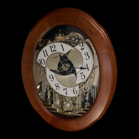 Rhythm "Nostalgia Legend" Moving Dial Magic Motion Musical Wooden Wall Clock with Music by The Beatles - 4MH832WB06
