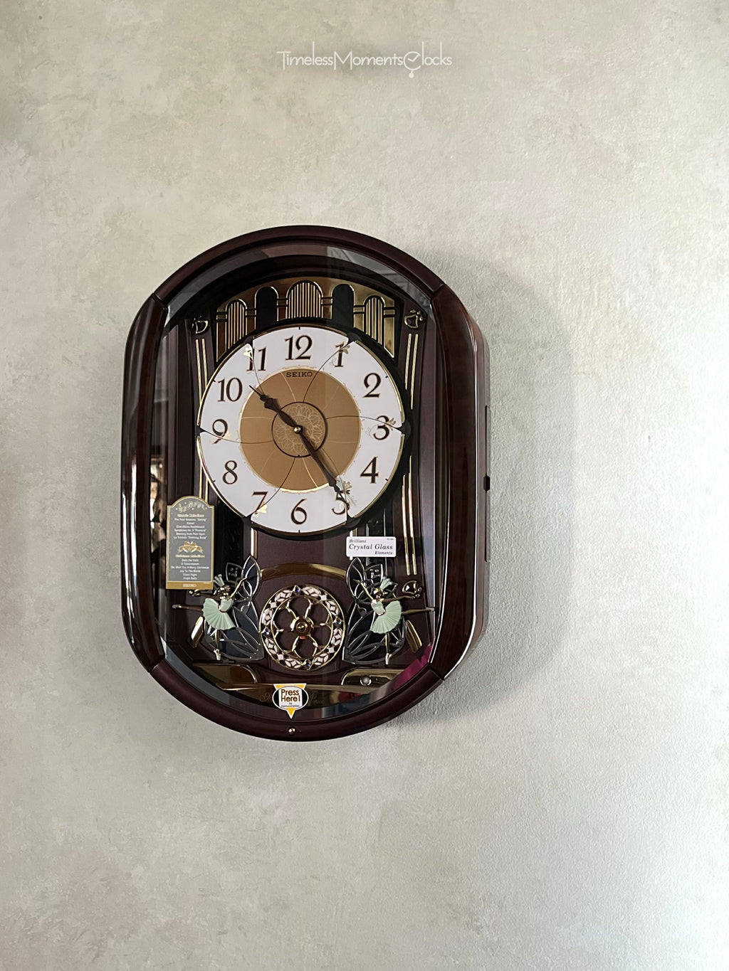 Seiko QXM297BRH "Ballerina" Melodies in Motion Musical Wall Clock with Animated Moving Dial & 12 Songs