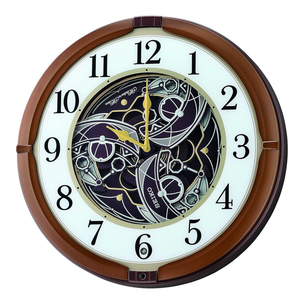 Seiko QXM380BRH “Mechanical” Melodies in Motion Dancing Dial Musical Wall Clock with 18 Songs