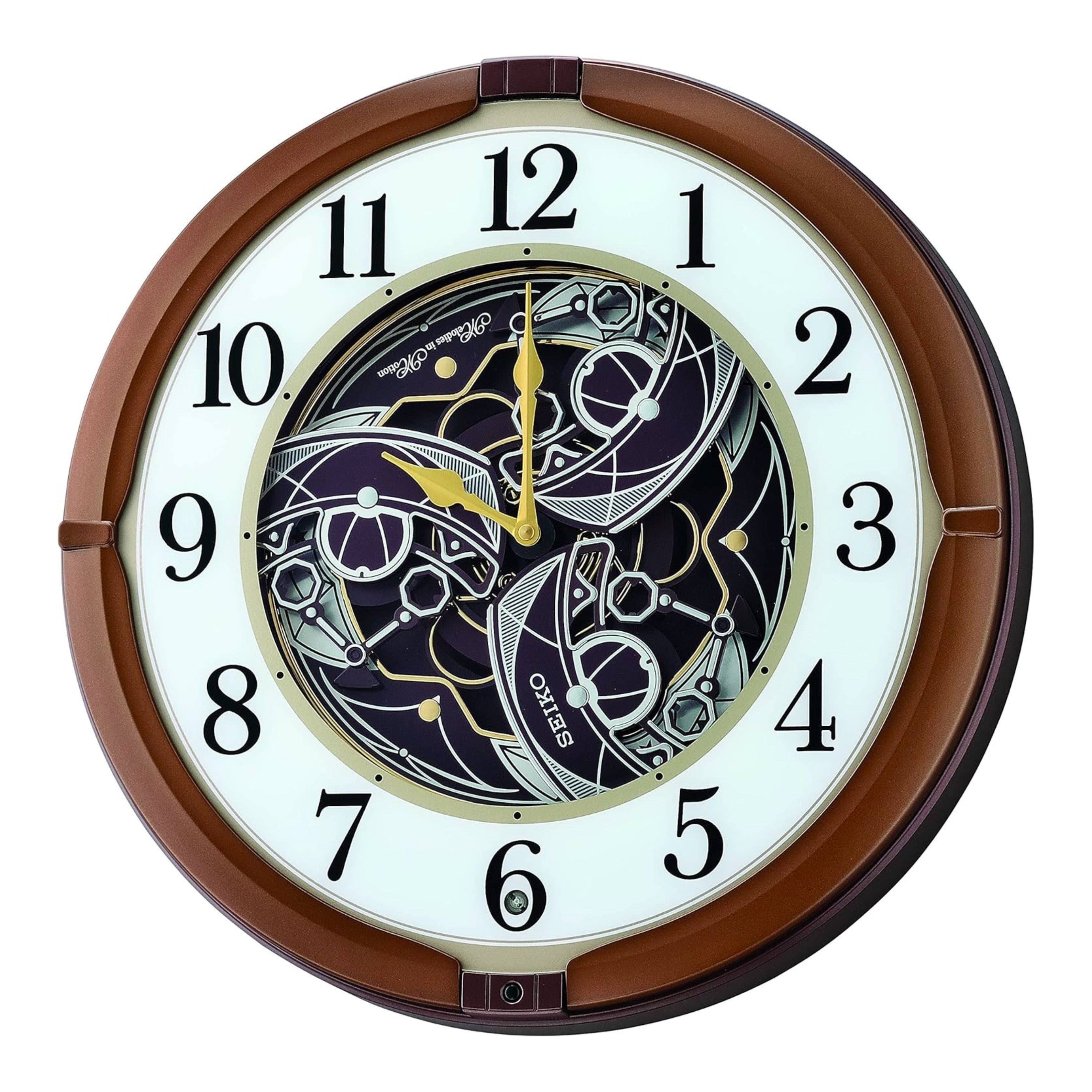 Seiko QXM380BRH “Mechanical” Melodies in Motion Dancing Dial Musical Wall Clock with 18 Songs