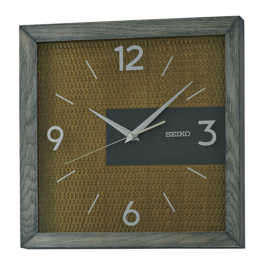 Seiko QXA845NLH "Gray Palm Springs" Wall Clock with Wooden Dial