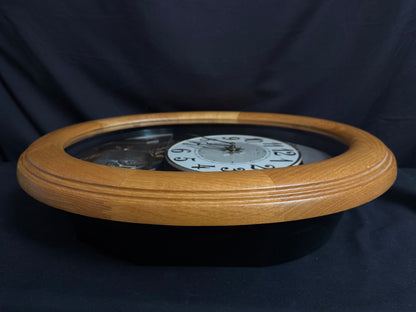 Rhythm "Timecracker Golden Oak" Moving Dial Magic Motion Musical Wooden Wall Clock with Popular Melodies - 4MH782-R07