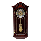 Seiko QXH004BLH "Stately Oak" Traditional Wooden Chiming Pendulum Wall Clock with Dark Mahogany Finish and Embossed Steel Dial
