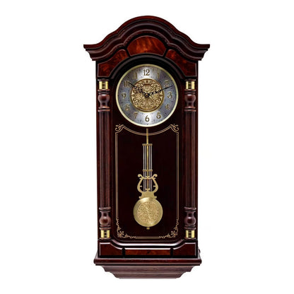 Seiko QXH004BLH "Stately Oak" Traditional Wooden Chiming Pendulum Wall Clock with Embossed Steel Dial