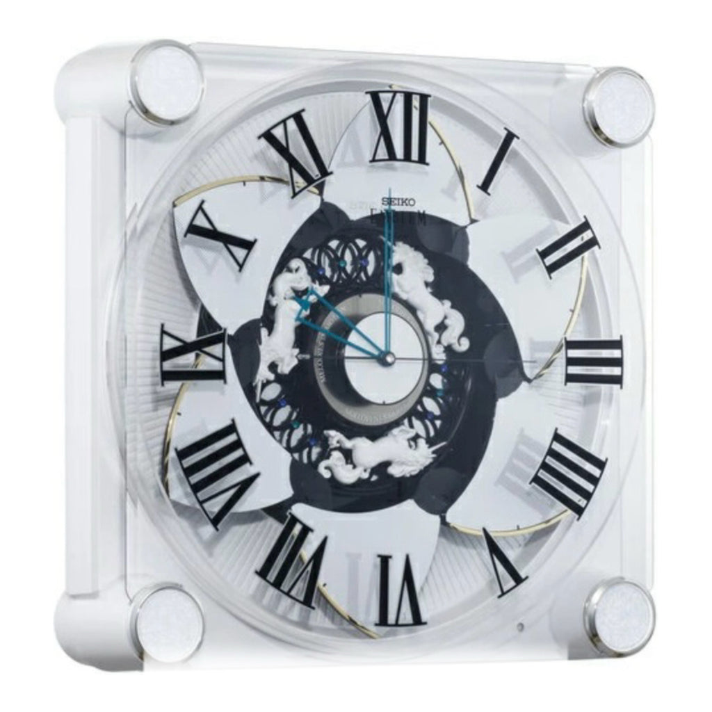 Seiko Emblem AHS446WRH "Grace Elite" Melodies in Motion Musical Wall or Mantel Clock with Animated Moving Dial & 18 Songs
