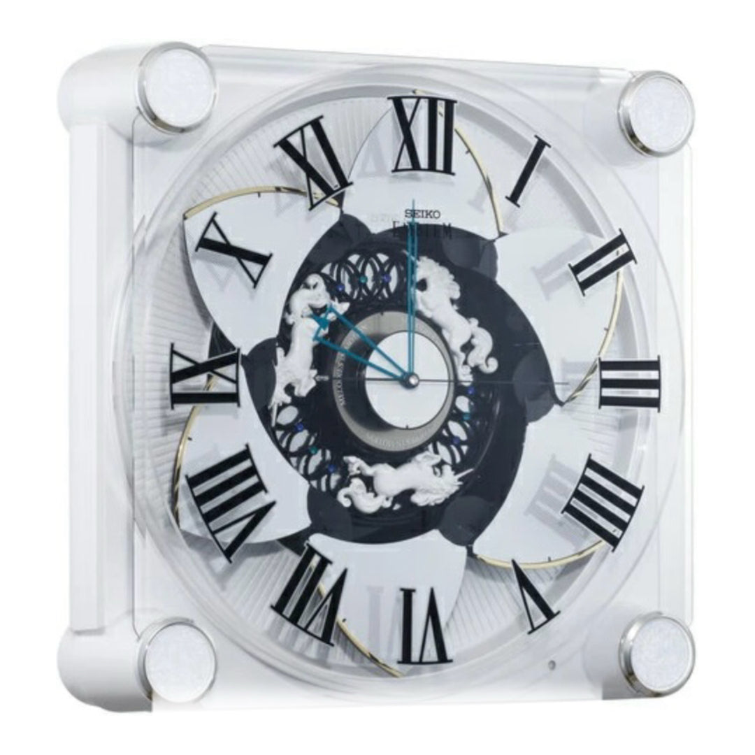 Seiko Emblem AHS446WRH "Grace Elite" Melodies in Motion Musical Wall or Mantel Clock with Animated Moving Dial & 18 Songs