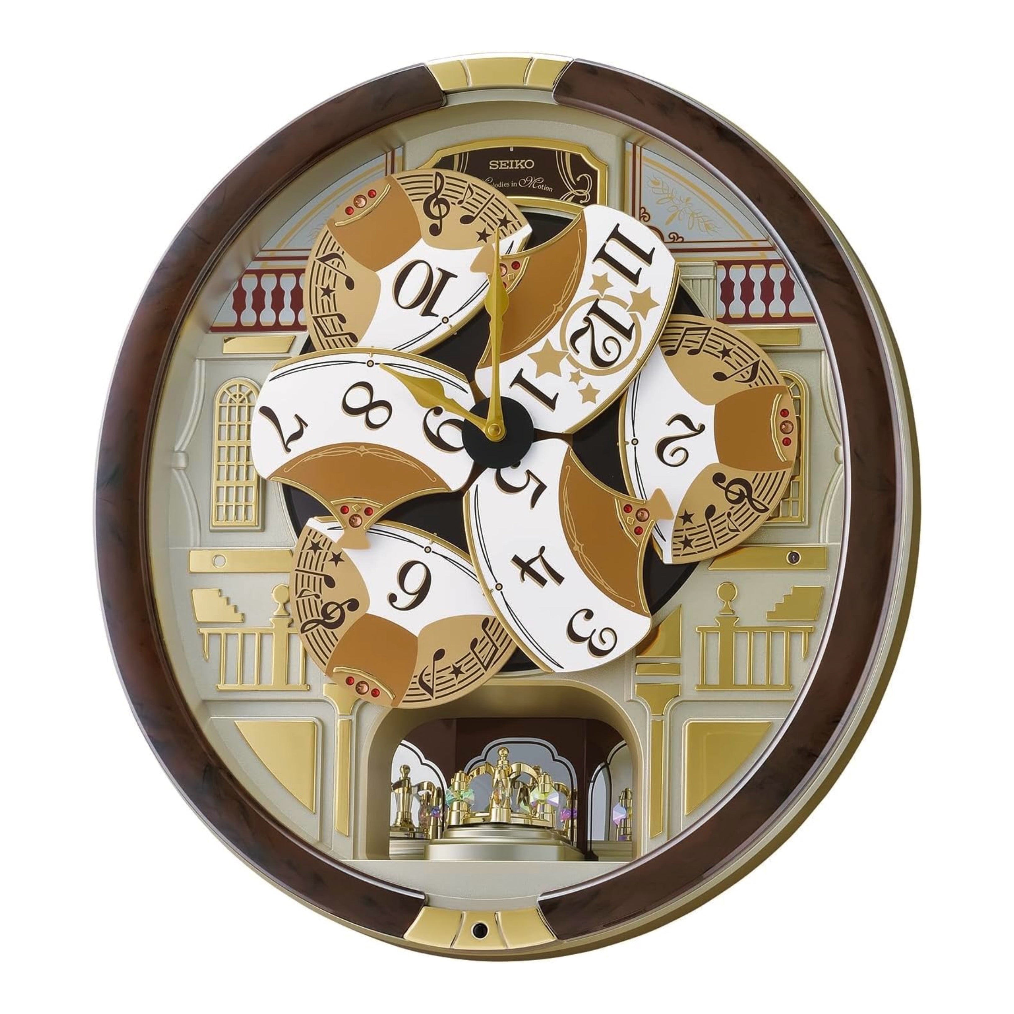 Seiko QXM607BRHZ “Concert Hall” Melodies in Motion Dancing Dial Musical Wall Clock with 45 Songs