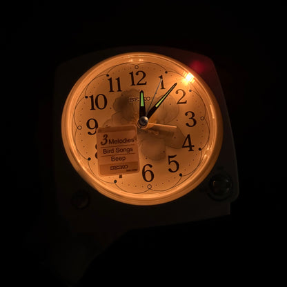 Seiko QHP012WLH "Serene Morning" White Modern Musical Alarm Clock with Snooze Light & Volume Control