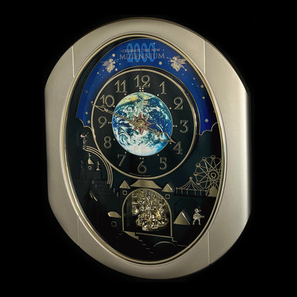 Rhythm “Timecracker 2000” Limited Edition Moving Earth Dial Magic Motion Musical Wall Clock with Popular Melodies - 4MH751NR19