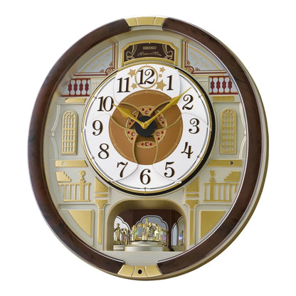 Seiko QXM607BRHZ “Concert Hall” Melodies in Motion Dancing Dial Musical Wall Clock with 45 Songs