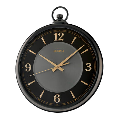 Seiko QXA843KLH "Butler" Large Pocket Watch-Inspired Wall Clock with Raised Numerals