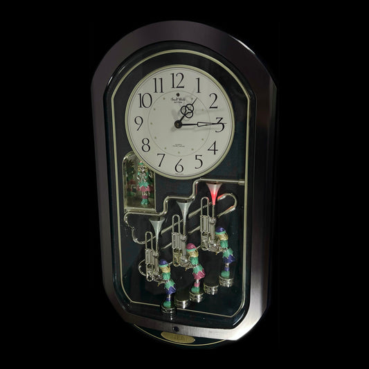 Rhythm "Trumpet Trio" Magic Motion Musical Wall Clock with Animated Figurines - 4MH712-R02