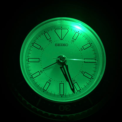Seiko QHE207SLH "Mai Modern Watch Dial" Silver Heritage Design Luminous Desk & Alarm Clock with Rotating Bezel