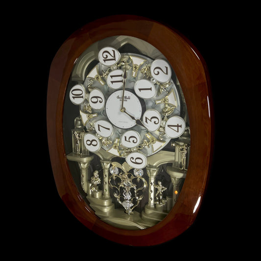 Rhythm "Grand Encore Legend" Magic Motion Musical Wooden Wall Clock with Animated Moving Dial and Music by The Beatles - 4MH834WB06