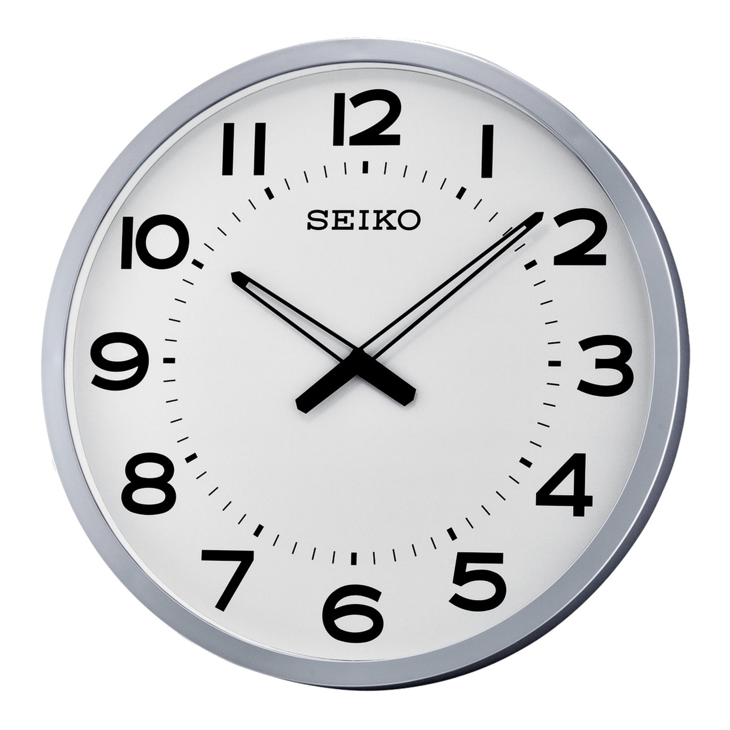 Seiko QXA563SLH "Ultra-Modern Silver" Large Gallery Wall Clock with Large Easy-To-Read Numerals