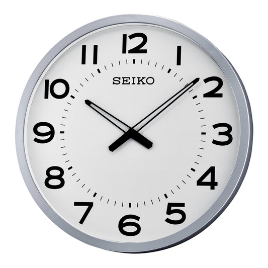 Seiko QXA563SLH "Ultra-Modern Silver" Large Gallery Wall Clock with Large Easy-To-Read Numerals