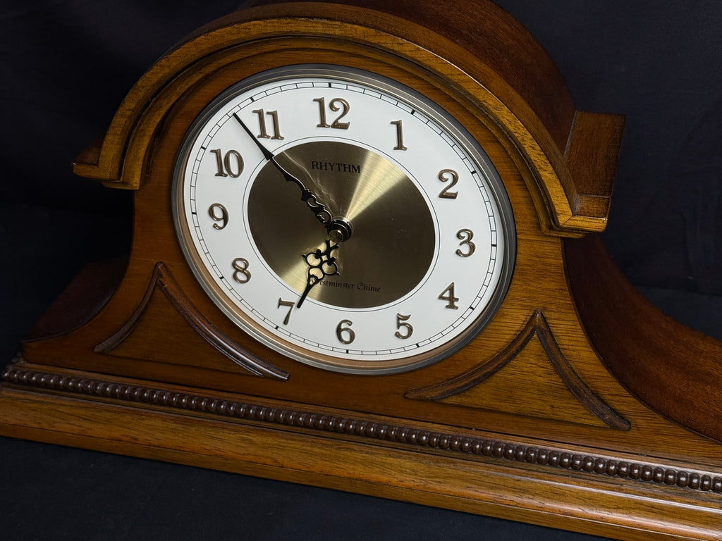 Rhythm "WSM Remington II" Traditional Wooden Chiming & Musical Tambour Mantel Clock with Raised Numerals - CRH216UR06