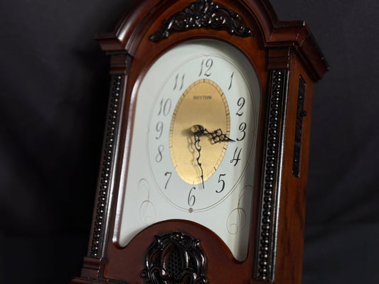 Rhythm "CTS Naples" Traditional Wooden Musical Mantel Clock with Popular Melodies - CRH120UR06