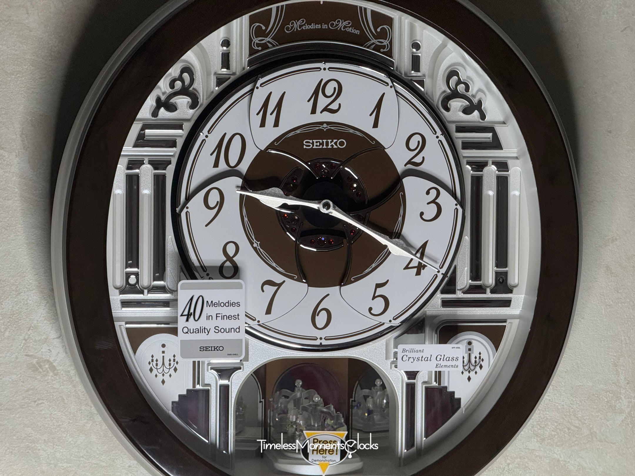 Seiko QXM615BRH “Snow Castle” Melodies in Motion Dancing Dial
