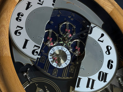 Rhythm "DWS Timecracker Oak" Moving Dial Magic Motion Musical Wooden Wall Clock with Popular Melodies - 4MH777-R07