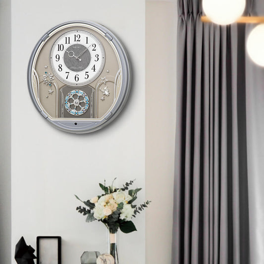 Seiko QXM375SRH "Shooting Stars" Melodies in Motion Musical Decorative Moving Wall Clock with 19 Songs