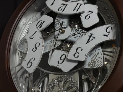 Rhythm "Anthology Espresso" Magic Motion Musical Wooden Wall Clock with Moving Dial - 4MH869WU06