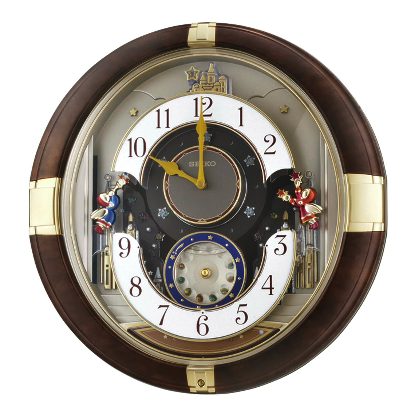 Seiko QXM333BRH "Trumpeting Angels" Melodies in Motion Jaw-Dropping Dial Musical Moving Wall Clock with 13 Songs
