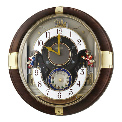 Seiko QXM333BRH "Trumpeting Angels" Melodies in Motion Jaw-Dropping Dial Musical Moving Wall Clock with 13 Songs