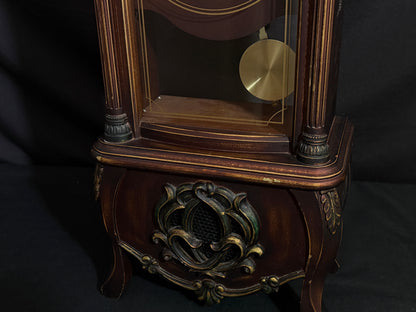 Rhythm "CTS Venetian" Antique-Style Wooden Musical Pendulum Mantel Clock with Intricate Carved Frame - CRJ715UR06