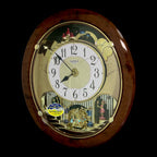Rhythm "Woodgrain Stars" Moving Dial Magic Motion Musical Wall Clock - 4MH843WS23