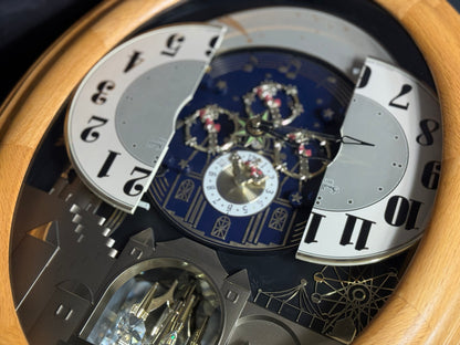 Rhythm "DWS Timecracker Oak" Moving Dial Magic Motion Musical Wooden Wall Clock with Popular Melodies - 4MH777-R07