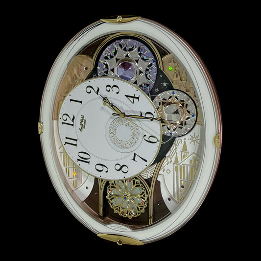 Rhythm "Small World Noel (White)" Magic Motion Musical Wall Clock from Japan with Rotating Dial - 4MN509RH03