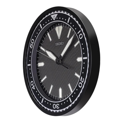Seiko QXA791KLH "Classic Watch Dial" Black Heritage Design Luminous Wall Clock with Silent Sweep Second Hand
