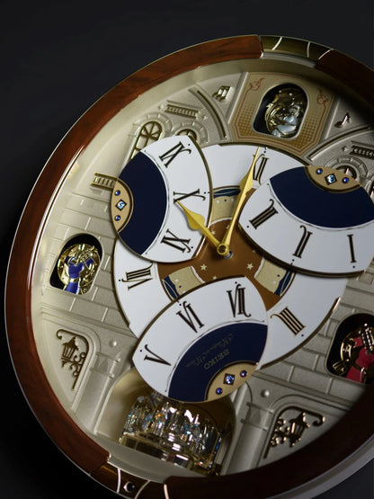 Seiko QXM371BRH “Castle Windows” Melodies in Motion Dancing Dial Musical Wall Clock with 19 Songs