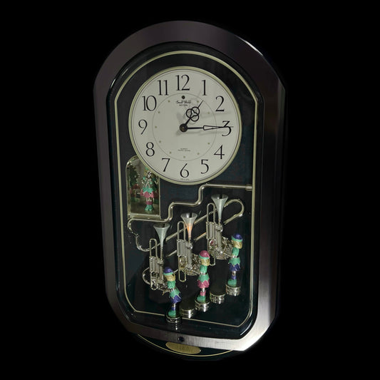 Rhythm "Trumpet Trio" Magic Motion Musical Wall Clock with Animated Figurines - 4MH712-R02