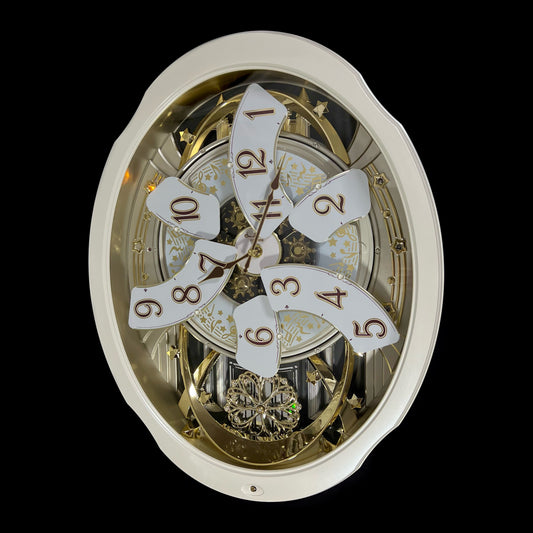 Rhythm "Marvelous Pearl" Magic Motion Musical Wall Clock with Moving Dial - 4MH427WU03