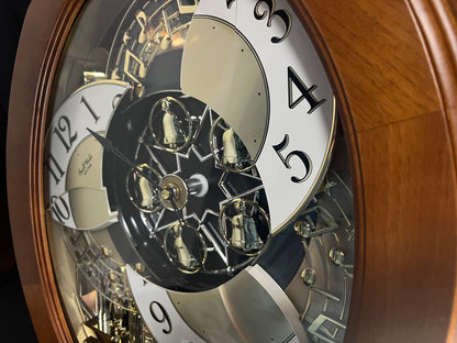 Rhythm "Nostalgia Legend" Moving Dial Magic Motion Musical Wooden Wall Clock with Music by The Beatles - 4MH832WB06