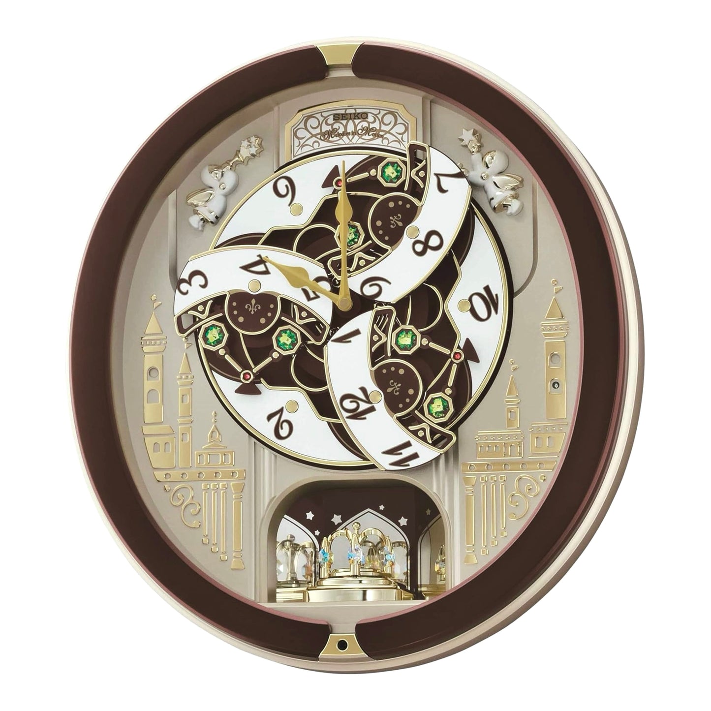 Seiko QXM291BRH "Spring Dance" Melodies in Motion Dancing Dial Musical Wall Clock with 18 Songs